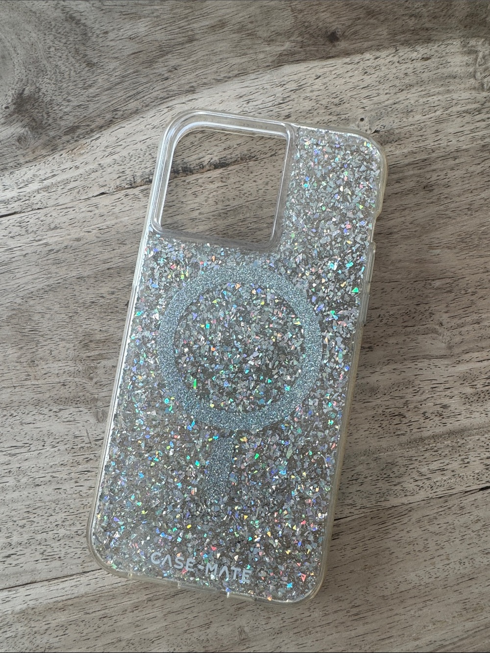 case-mate Silver Holographic Glitter MagSafe Phone Case for iPhone 15 Pro Max